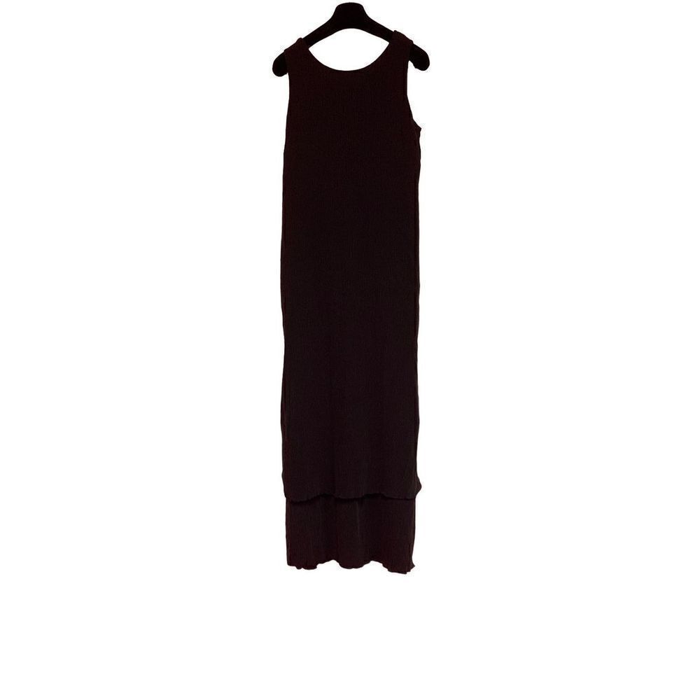S Ryan Designs Women's Black Creped Sleeveless Silk Midi Dress Size Small